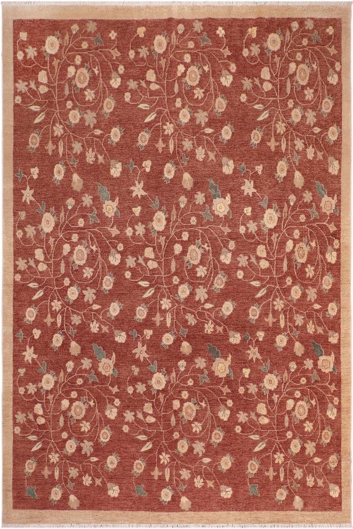 handmade Transitional Kafkaz Rust Tan Hand Knotted RECTANGLE 100% WOOL area rug 8 x 10
