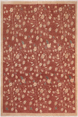 handmade Transitional Kafkaz Rust Tan Hand Knotted RECTANGLE 100% WOOL area rug 8 x 10