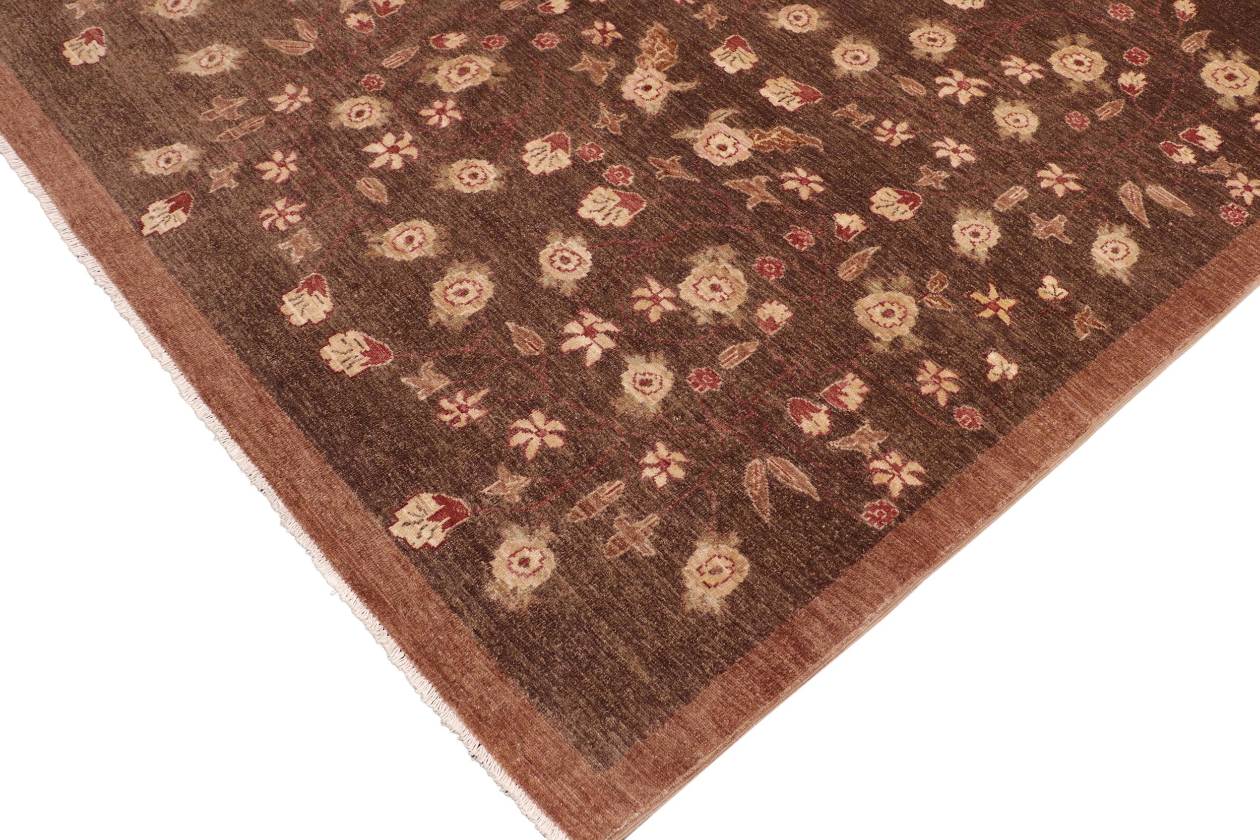 handmade Modern Kafkaz Brown Tan Hand Knotted RECTANGLE 100% WOOL area rug 8' x 10'