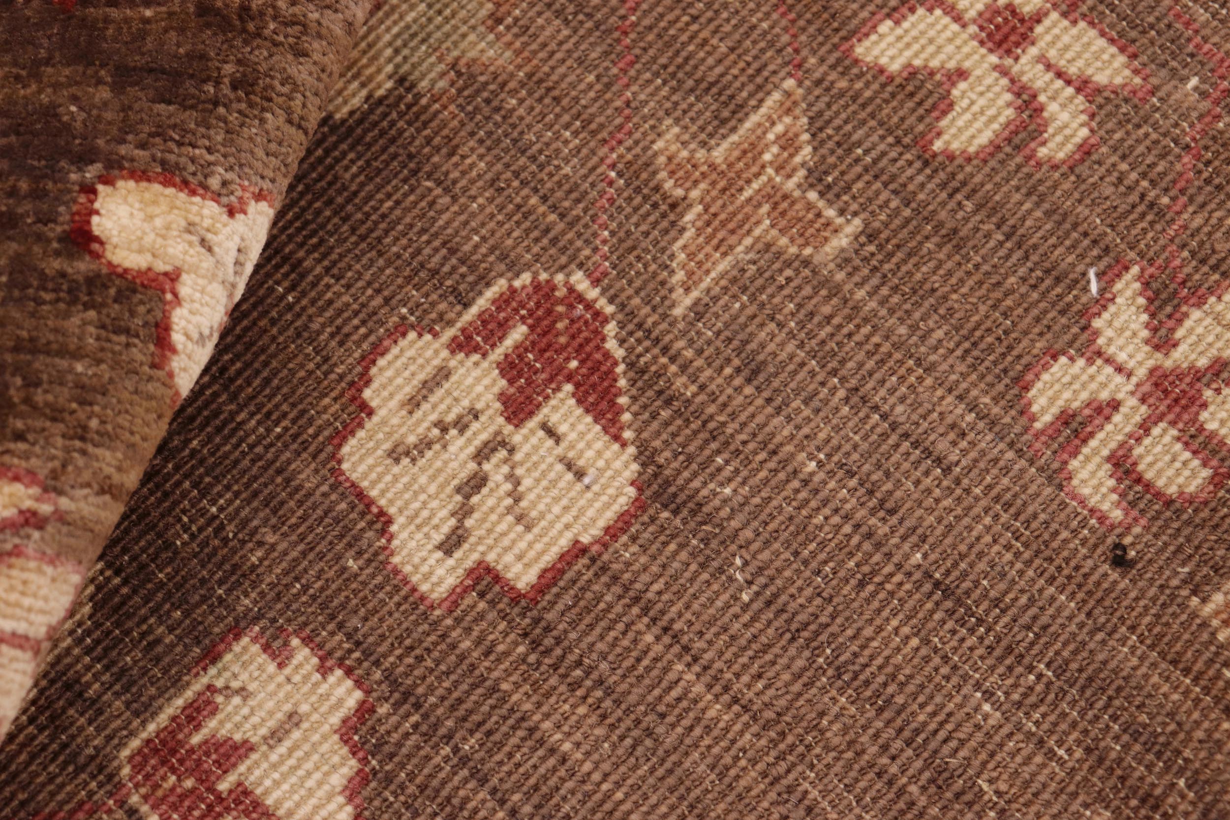 handmade Modern Kafkaz Brown Tan Hand Knotted RECTANGLE 100% WOOL area rug 8' x 10'