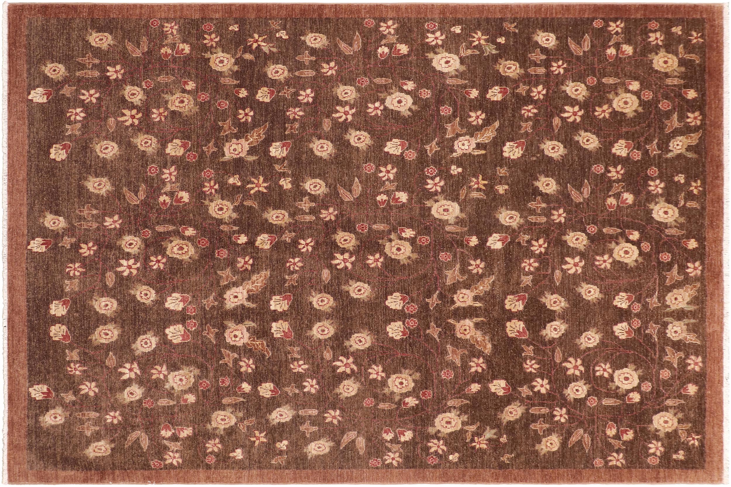 handmade Modern Kafkaz Brown Tan Hand Knotted RECTANGLE 100% WOOL area rug 8' x 10'