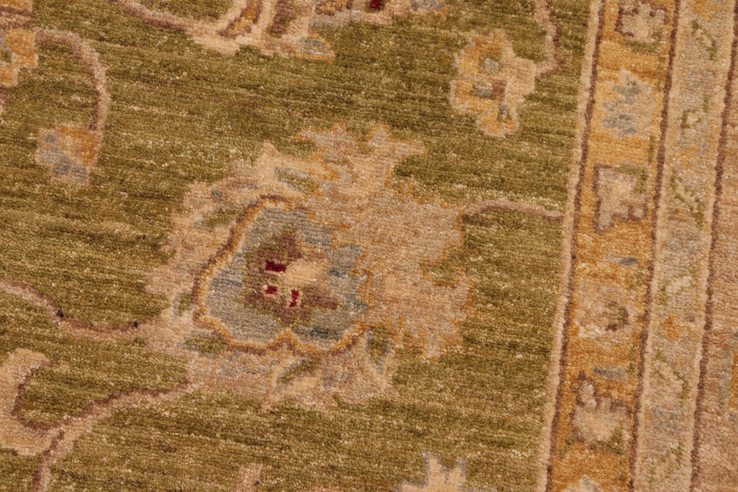 handmade Traditional Kafkaz Green Tan Hand Knotted RECTANGLE 100% WOOL area rug 8x10