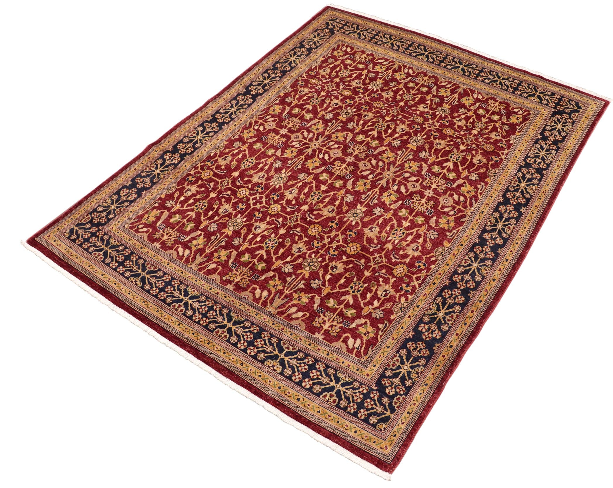 handmade Transitional Kafkaz Red Blue Hand Knotted RECTANGLE 100% WOOL area rug 8' x 10'