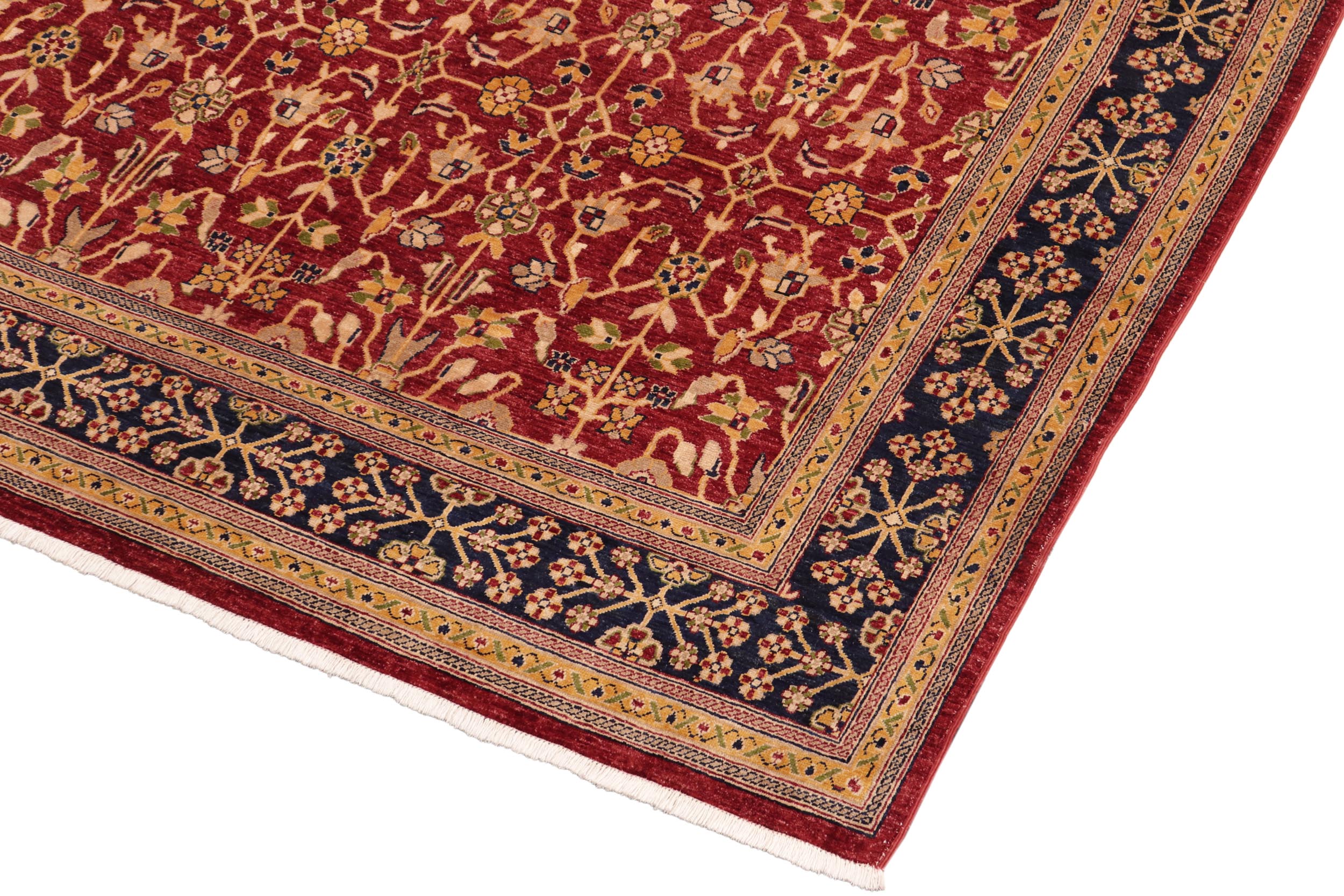 handmade Transitional Kafkaz Red Blue Hand Knotted RECTANGLE 100% WOOL area rug 8' x 10'