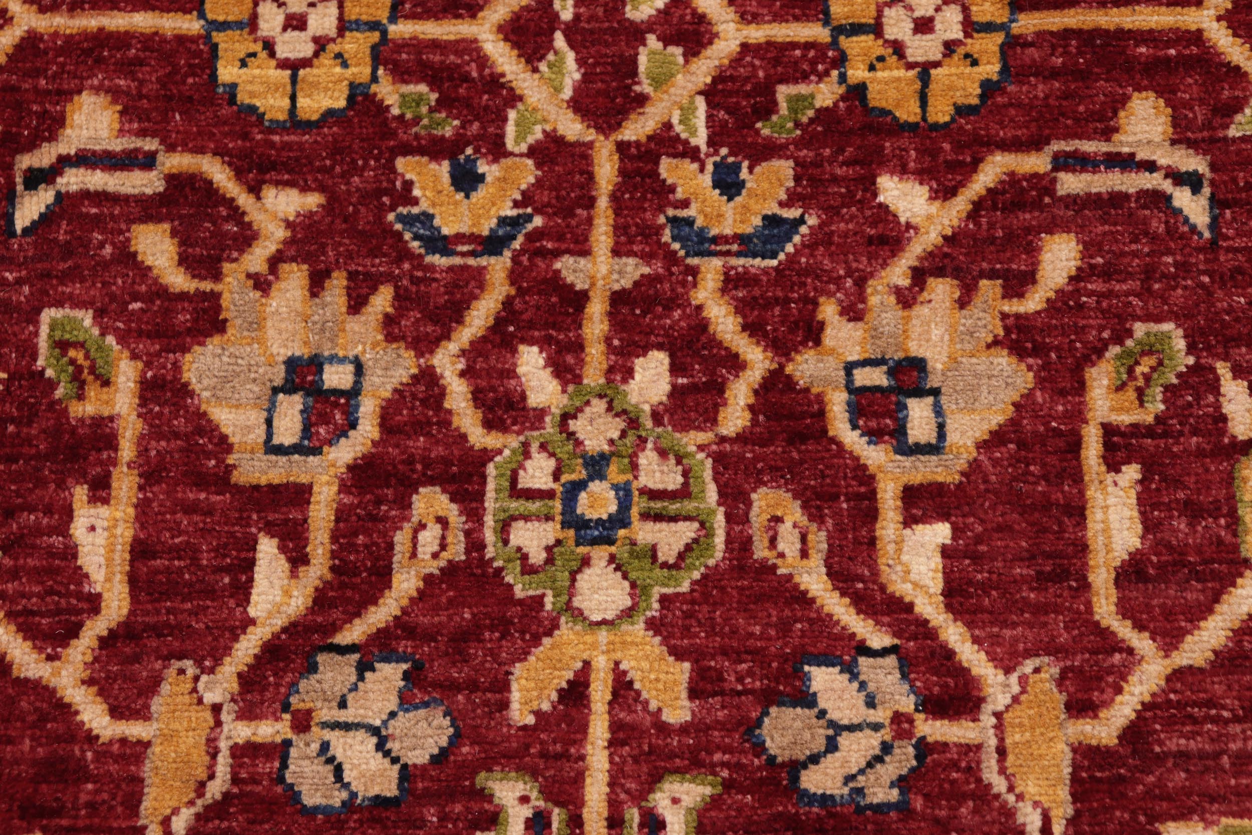 handmade Transitional Kafkaz Red Blue Hand Knotted RECTANGLE 100% WOOL area rug 8' x 10'