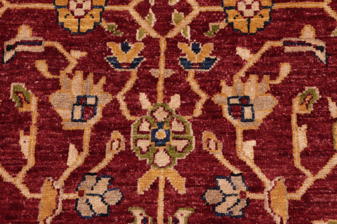 handmade Transitional Kafkaz Red Blue Hand Knotted RECTANGLE 100% WOOL area rug 8' x 10'