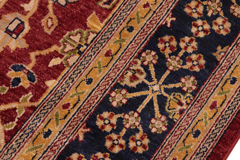 handmade Transitional Kafkaz Red Blue Hand Knotted RECTANGLE 100% WOOL area rug 8' x 10'