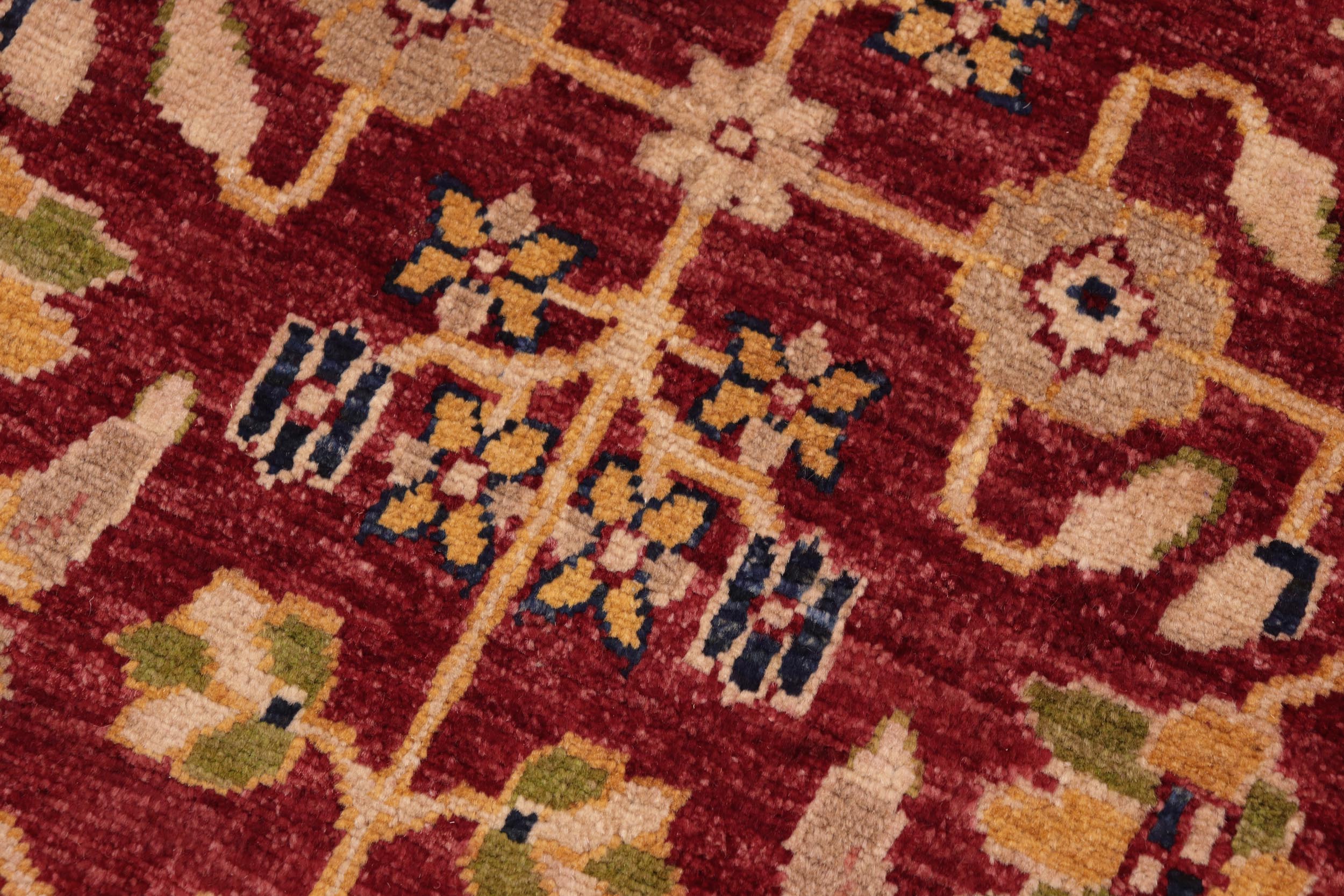 handmade Transitional Kafkaz Red Blue Hand Knotted RECTANGLE 100% WOOL area rug 8' x 10'