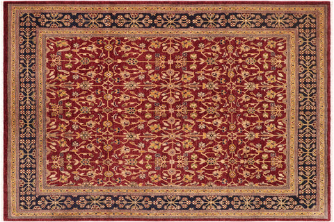 handmade Transitional Kafkaz Red Blue Hand Knotted RECTANGLE 100% WOOL area rug 8' x 10'