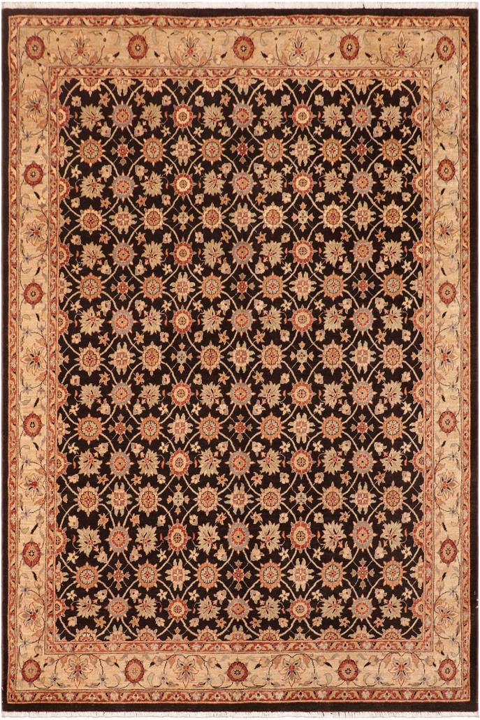 handmade Transitional Kafkaz Brown Beige Hand Knotted RECTANGLE 100% WOOL area rug 8 x 10