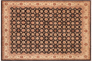 8x10 hand knotted transitional wool rug in brown and beige - Boho Chic Dee