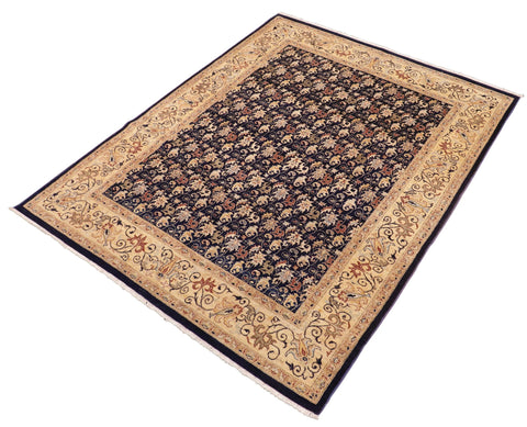 handmade Transitional Kafkaz Blue Beige Hand Knotted RECTANGLE 100% WOOL area rug 8' x 10'