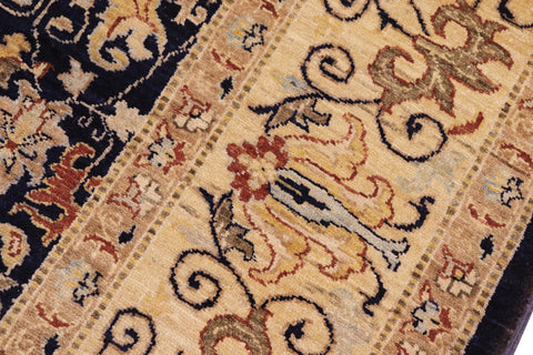 handmade Transitional Kafkaz Blue Beige Hand Knotted RECTANGLE 100% WOOL area rug 8' x 10'