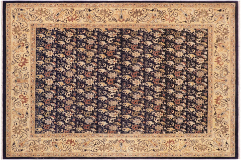 handmade Transitional Kafkaz Blue Beige Hand Knotted RECTANGLE 100% WOOL area rug 8' x 10'