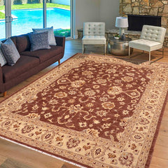 handmade Traditional Kafkaz Brown Beige Hand Knotted RECTANGLE 100% WOOL area rug 8 x 10