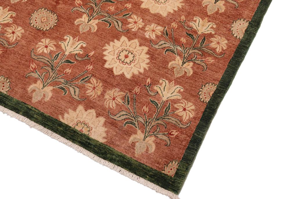 handmade Transitional Kafkaz Brown Green Hand Knotted RECTANGLE 100% WOOL area rug 8 x 9