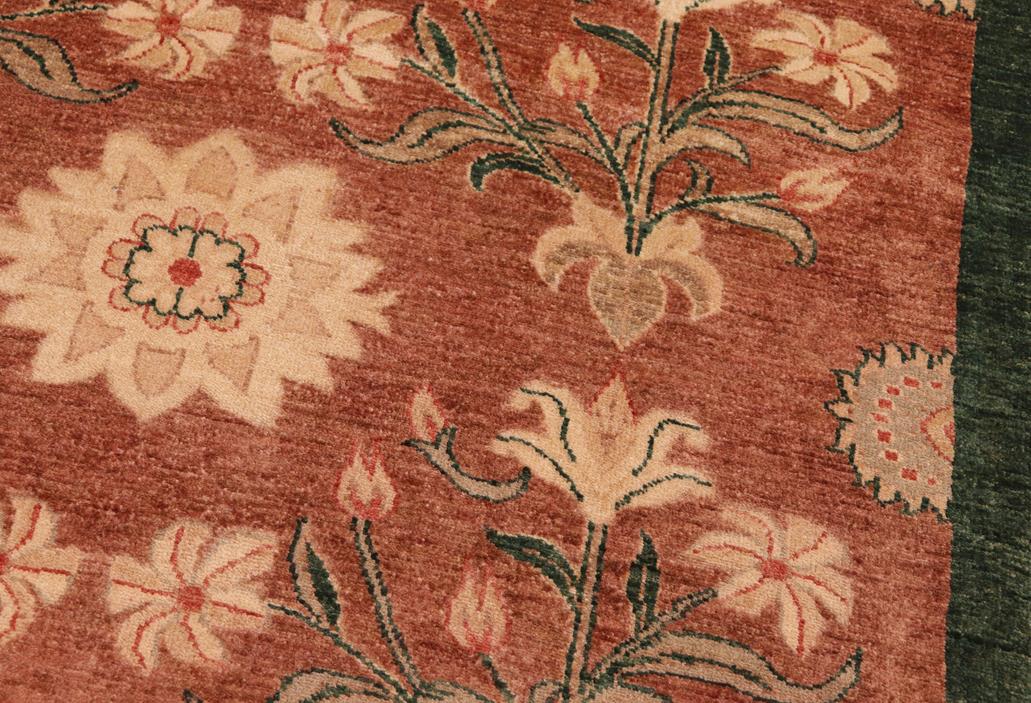 handmade Transitional Kafkaz Brown Green Hand Knotted RECTANGLE 100% WOOL area rug 8 x 9