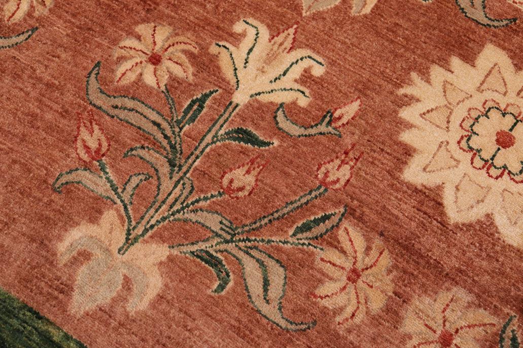 handmade Transitional Kafkaz Brown Green Hand Knotted RECTANGLE 100% WOOL area rug 8 x 9