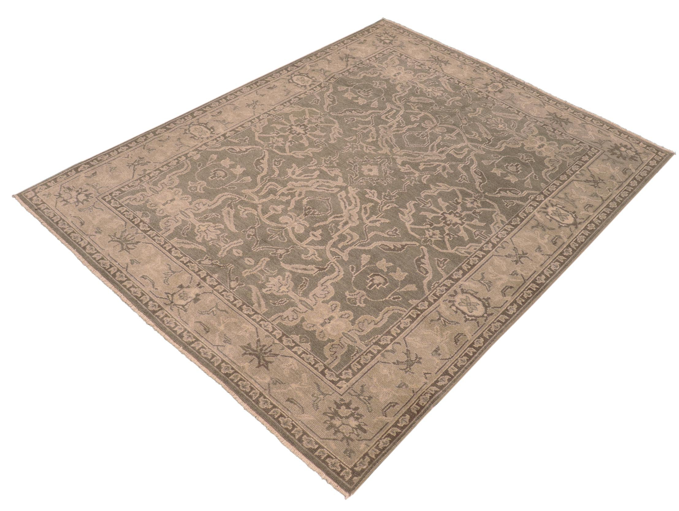 handmade Traditional Kafkaz Gray Tan Hand Knotted RECTANGLE 100% WOOL area rug 7' x 9'