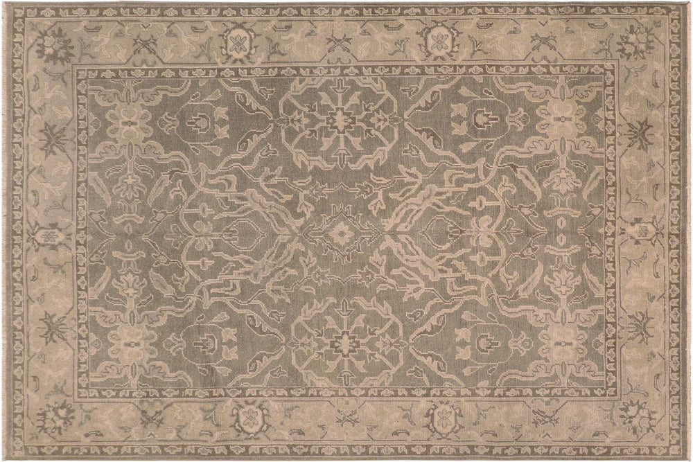 handmade Traditional Kafkaz Gray Tan Hand Knotted RECTANGLE 100% WOOL area rug 7' x 9'