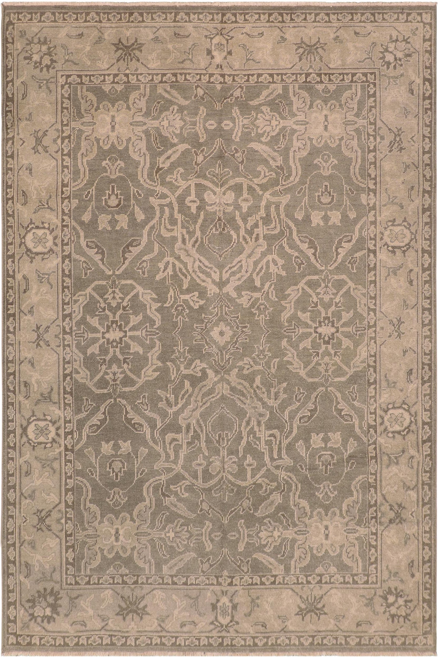 handmade Traditional Kafkaz Gray Tan Hand Knotted RECTANGLE 100% WOOL area rug 7' x 9'