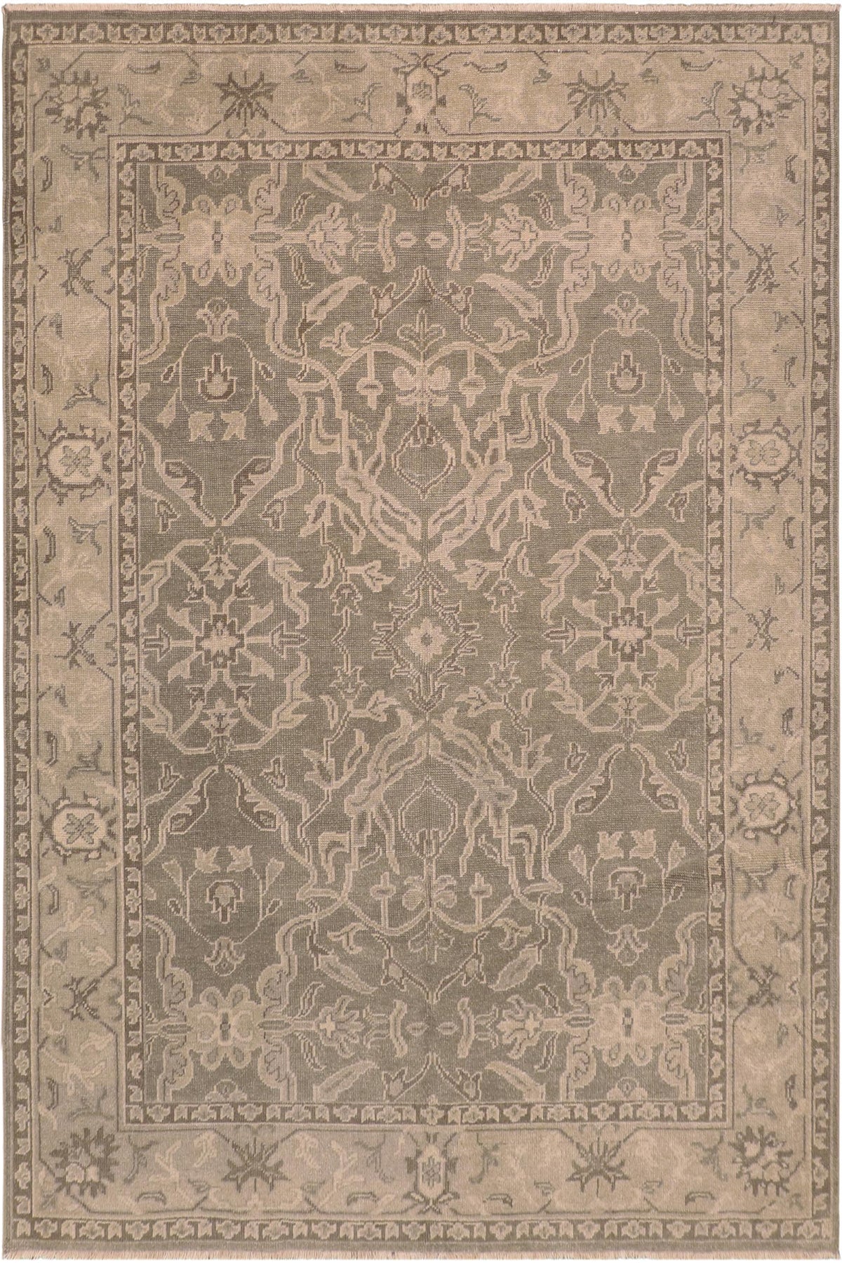 handmade Traditional Kafkaz Gray Tan Hand Knotted RECTANGLE 100% WOOL area rug 7' x 9'