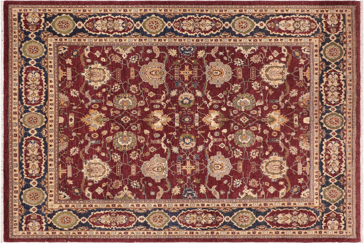 8x10 hand knotted Ziegler wool rug in red and blue - Chic Ziegler Leila