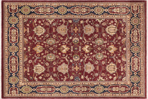 8x10 hand knotted Ziegler wool rug in red and blue - Chic Ziegler Leila