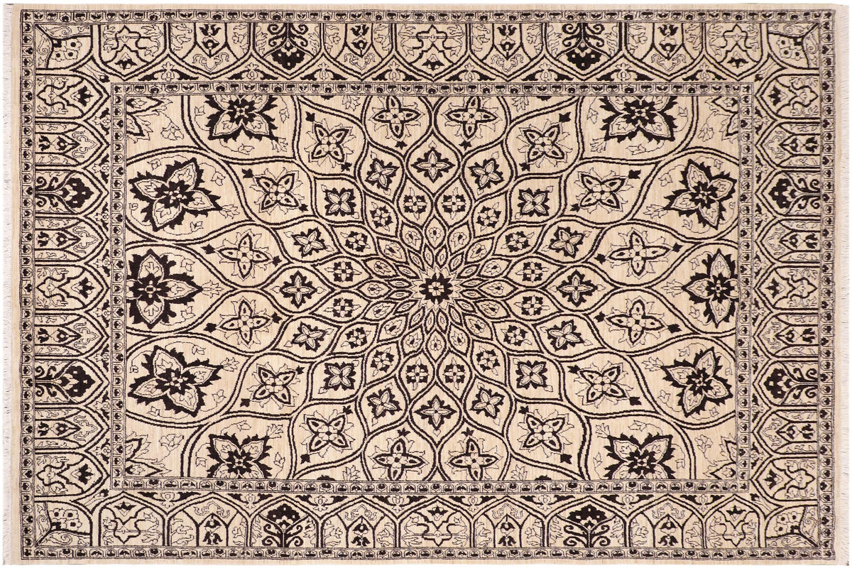 8x10 hand knotted Ziegler wool rug in ivory and beige - Chic Ziegler Lieselot