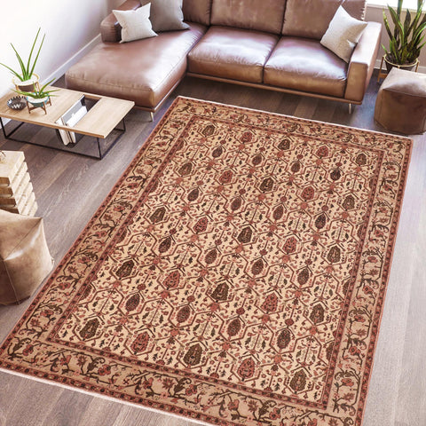 handmade Transitional Kafkaz Beige Taupe Hand Knotted RECTANGLE 100% WOOL area rug 8' x 10'
