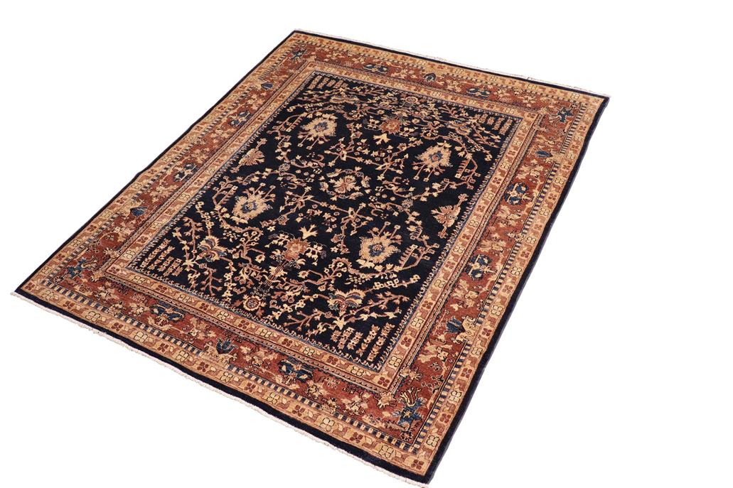 handmade Traditional Kafkaz Blue Brown Hand Knotted RECTANGLE 100% WOOL area rug 8 x 10