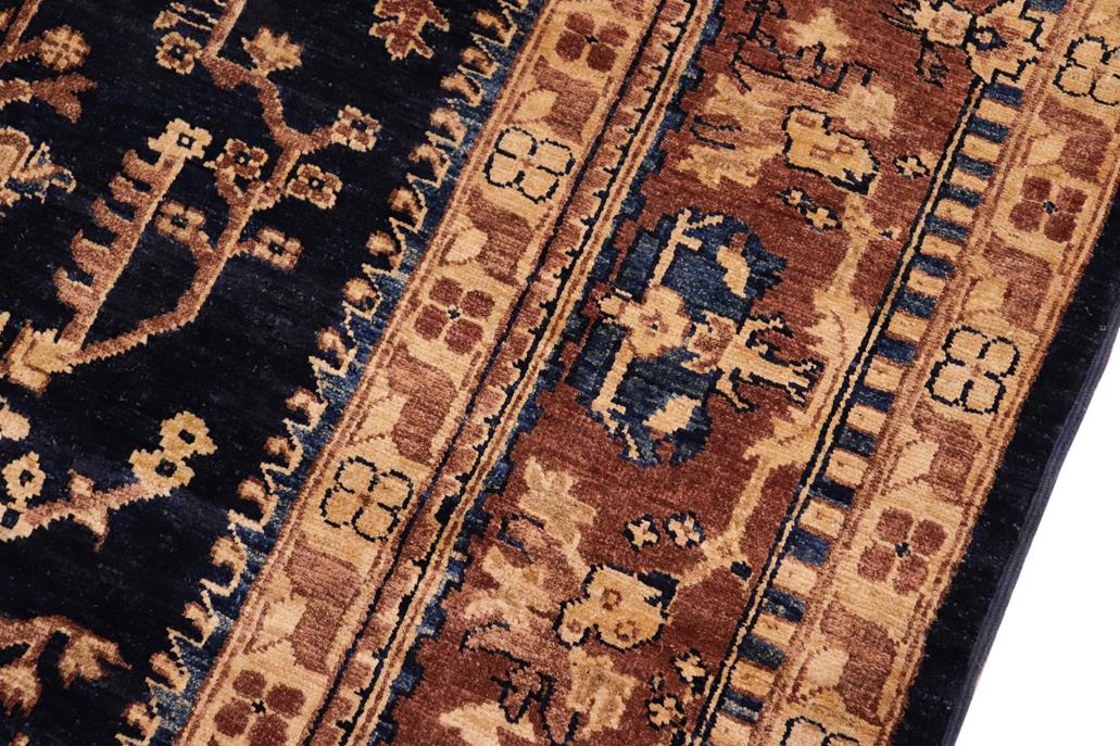 handmade Traditional Kafkaz Blue Brown Hand Knotted RECTANGLE 100% WOOL area rug 8 x 10