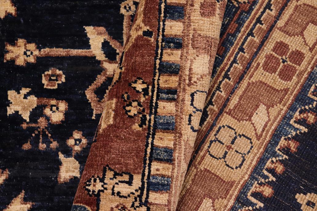 handmade Traditional Kafkaz Blue Brown Hand Knotted RECTANGLE 100% WOOL area rug 8 x 10