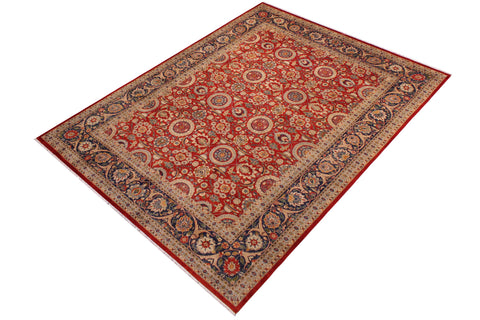 handmade Transitional Agra Tabriz Red Blue  RECTANGLE 100% WOOL area rug 9x12