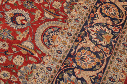 handmade Transitional Agra Tabriz Red Blue Hand Knotted RECTANGLE 100% WOOL area rug 9x12