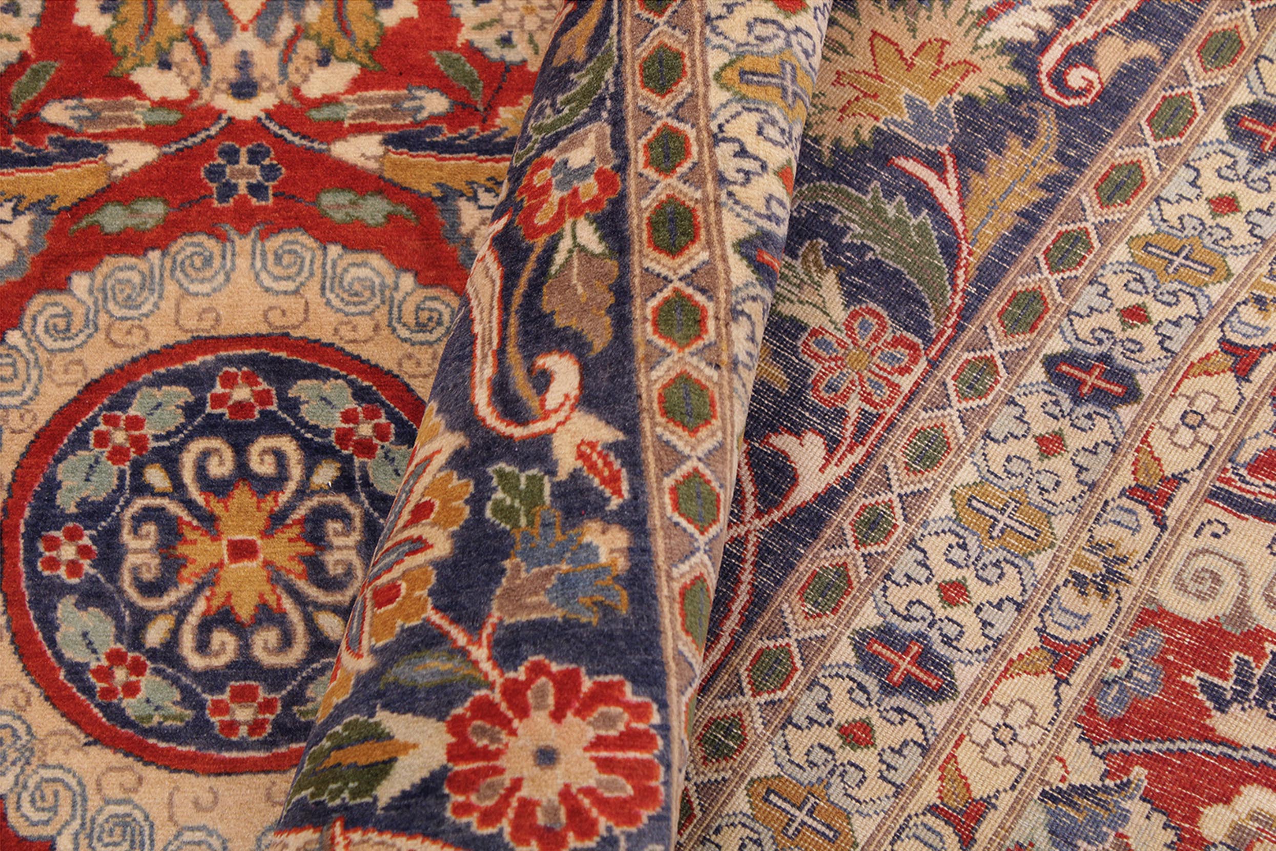 handmade Transitional Agra Tabriz Red Blue  RECTANGLE 100% WOOL area rug 9x12