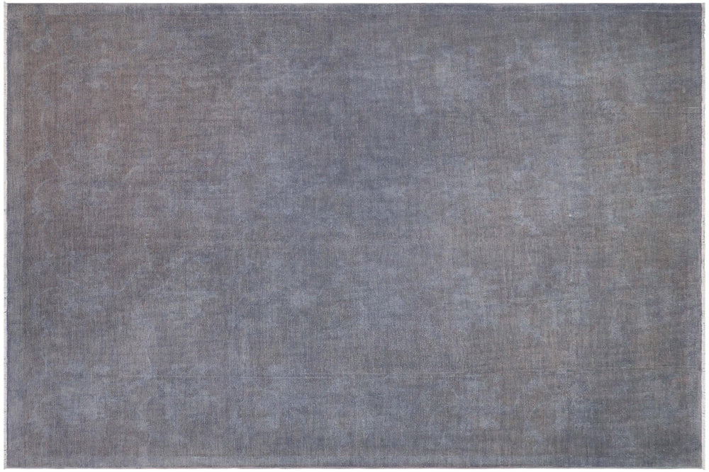 handmade Over Dyed Over Dyed Grayish Blu Gray Hand Knotted RECTANGLE 100% WOOL area rug 9' x 12'