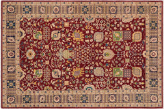 handmade Traditional Kafkaz Red Blue Hand Knotted RECTANGLE 100% WOOL area rug 9x13