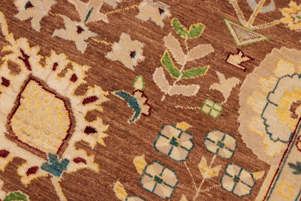 handmade Traditional Kafkaz Brown Beige Hand Knotted RECTANGLE 100% WOOL area rug 9x12