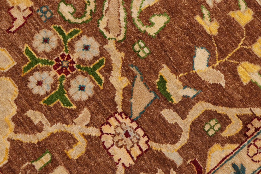 handmade Traditional Kafkaz Brown Beige Hand Knotted RECTANGLE 100% WOOL area rug 9x12