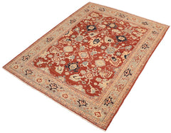 handmade Traditional Kafkaz Rust Blue Hand Knotted RECTANGLE 100% WOOL area rug 8 x 10