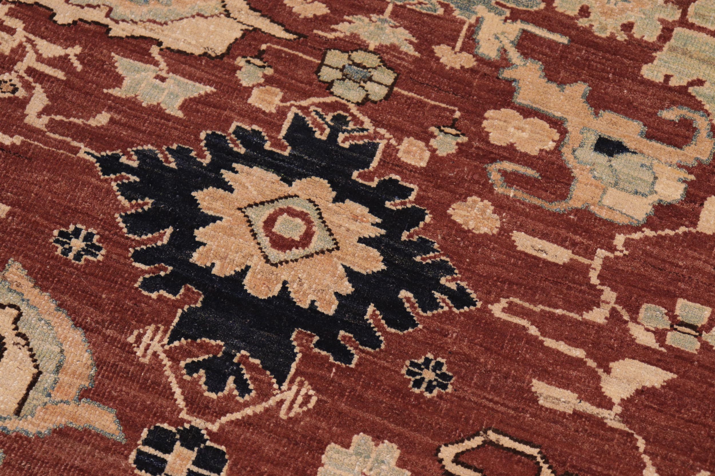 handmade Traditional Kafkaz Rust Blue Hand Knotted RECTANGLE 100% WOOL area rug 8x10