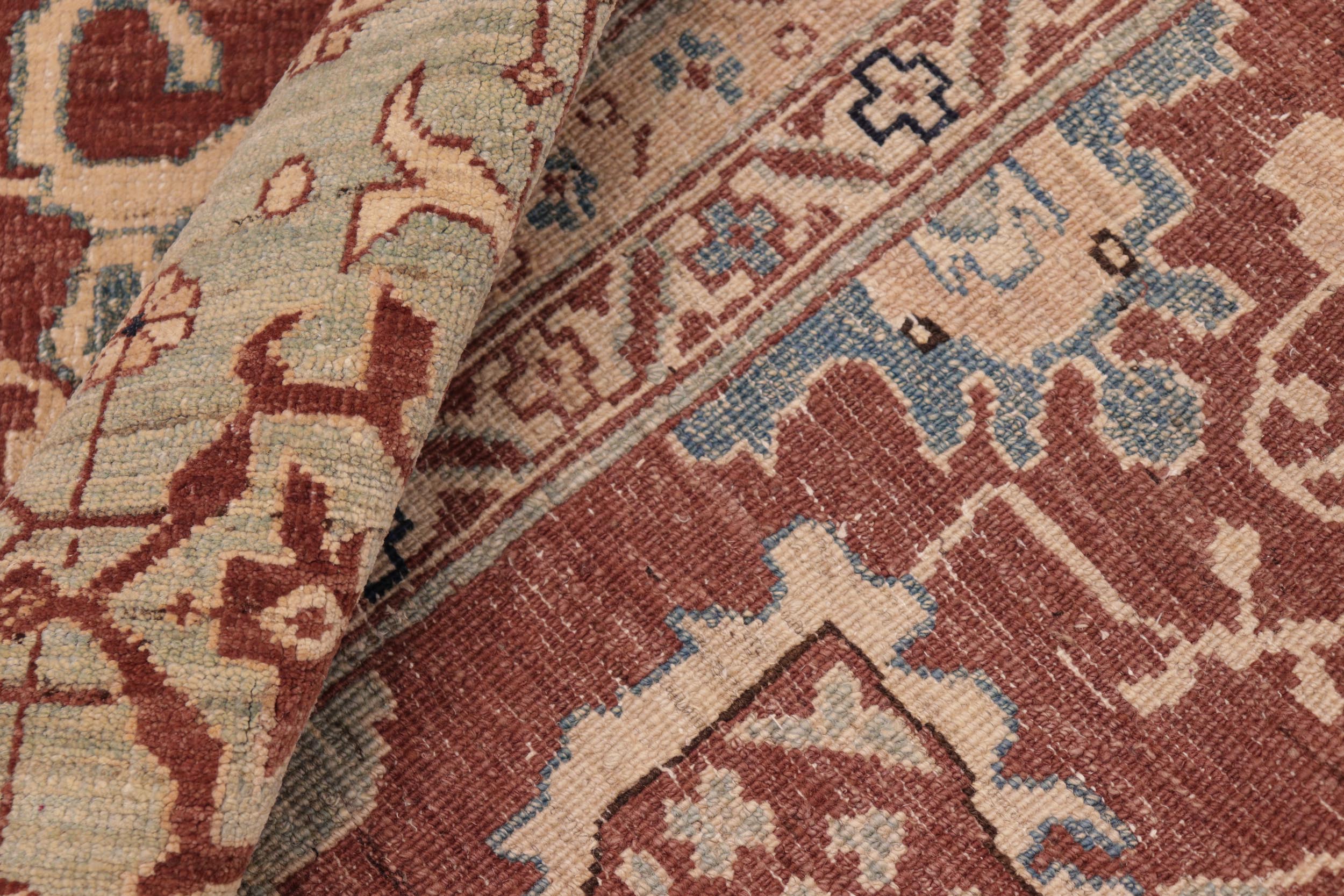 handmade Traditional Kafkaz Rust Blue Hand Knotted RECTANGLE 100% WOOL area rug 8x10