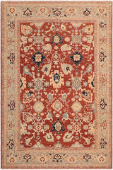 handmade Traditional Kafkaz Rust Blue Hand Knotted RECTANGLE 100% WOOL area rug 8 x 10