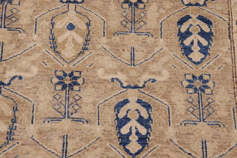 handmade Transitional Kafkaz Tan Blue Hand Knotted RECTANGLE 100% WOOL area rug 8' x 10'