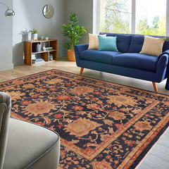 handmade Traditional Kafkaz Blue Tan Hand Knotted RECTANGLE 100% WOOL area rug 8 x 10
