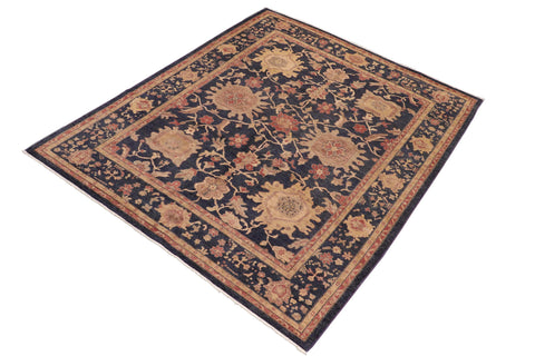 handmade Transitional Kafkaz Blue Tan Hand Knotted RECTANGLE 100% WOOL area rug 8' x 10'