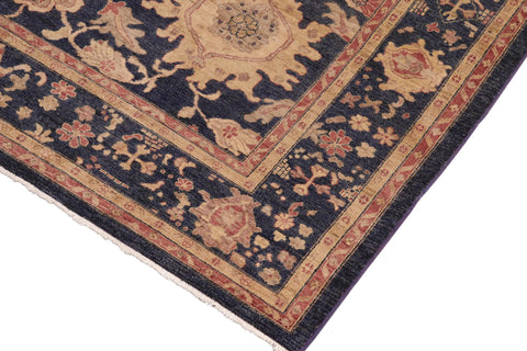 handmade Transitional Kafkaz Blue Tan Hand Knotted RECTANGLE 100% WOOL area rug 8' x 10'