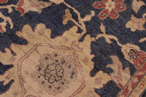 handmade Transitional Kafkaz Blue Tan Hand Knotted RECTANGLE 100% WOOL area rug 8' x 10'