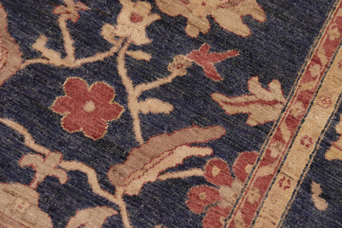 handmade Transitional Kafkaz Blue Tan Hand Knotted RECTANGLE 100% WOOL area rug 8' x 10'